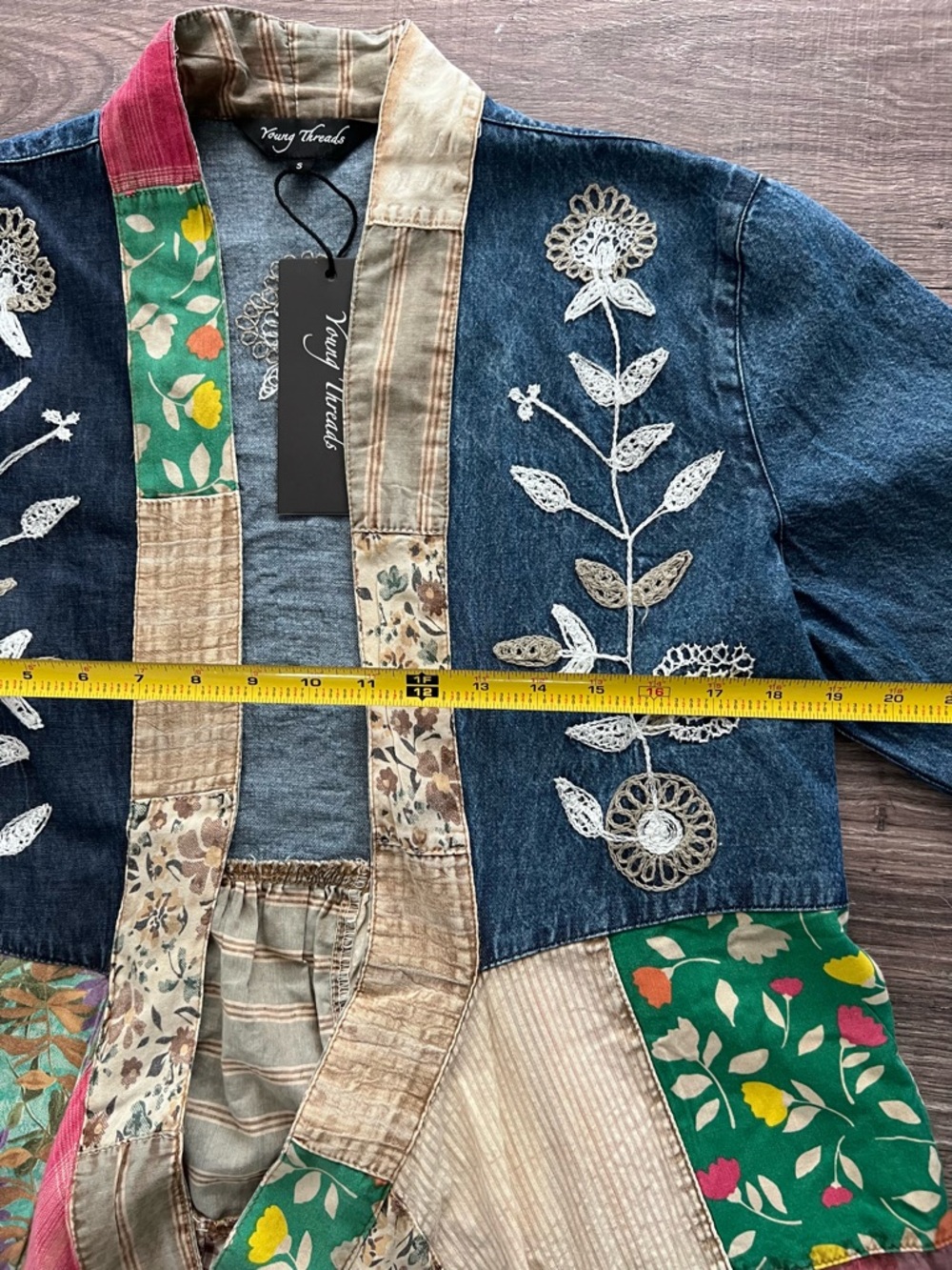 Flash Sale! NWT Young Threads Mixed Media Open Front Kimono/Jacket - Size S - Picture 9 of 15